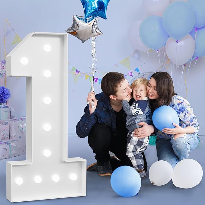 imprsv Marquee Numbers Large 1st-Birthday Decorations: 4ft Light Up Number 1 - Image 6