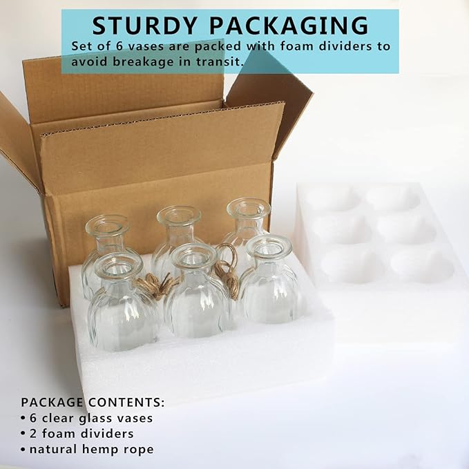 Bud Vases Set of 6 Small Glass Vase - Image 2