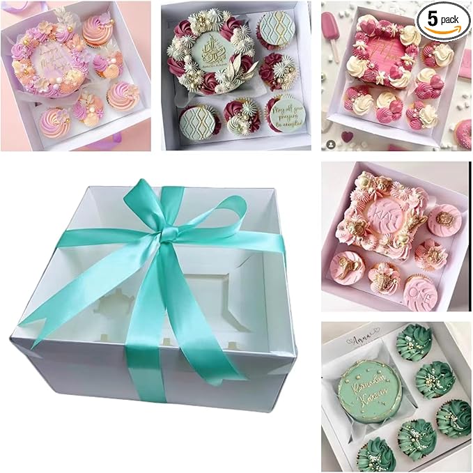 Bento Cake and Cupcake Box 2-in-1 4-inch Cake and 5 Cupcakes Box 5 Sets by Unknown
