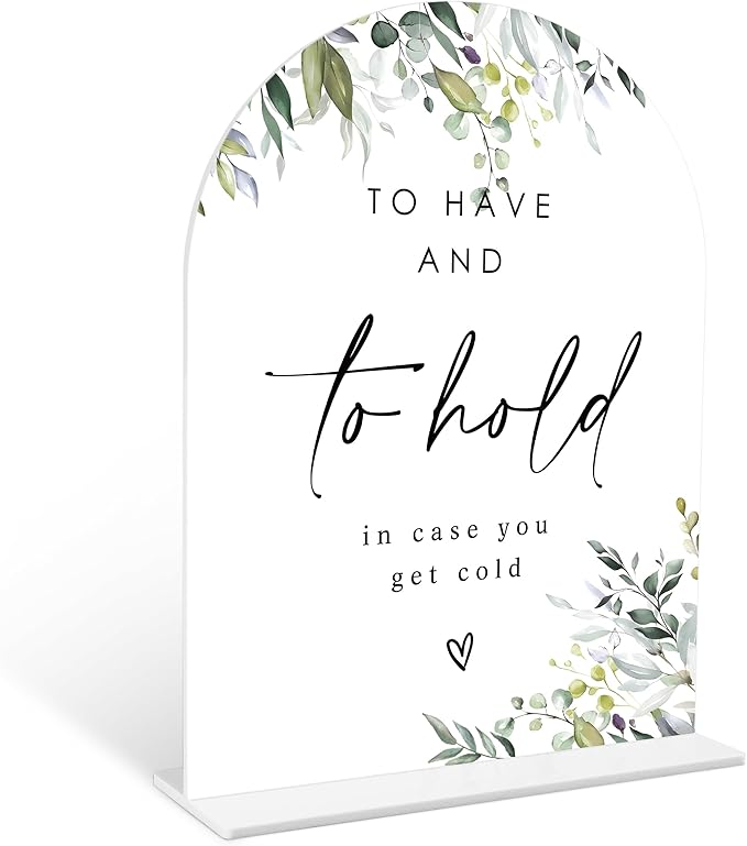 Greenery Wedding Blanket Sign, 6 x 8 Inch White Arch Acrylic Wedding Sign by Qoqxjodd