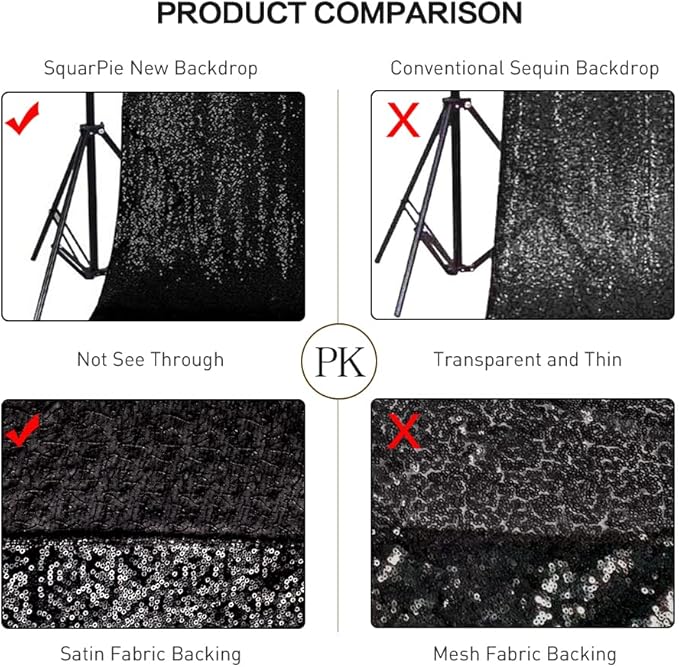 SquarePie Sequin BackdropLess See Through Thick Background Glitter Curtain - Image 3