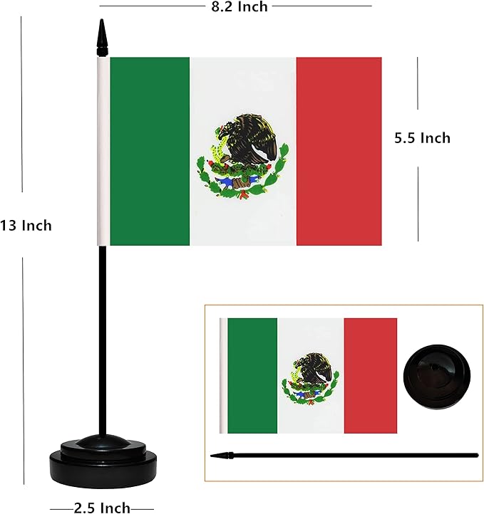 12 Pack Mexico Desk Flags Set, Mexican Small Mini Table Office Flags - Image 2