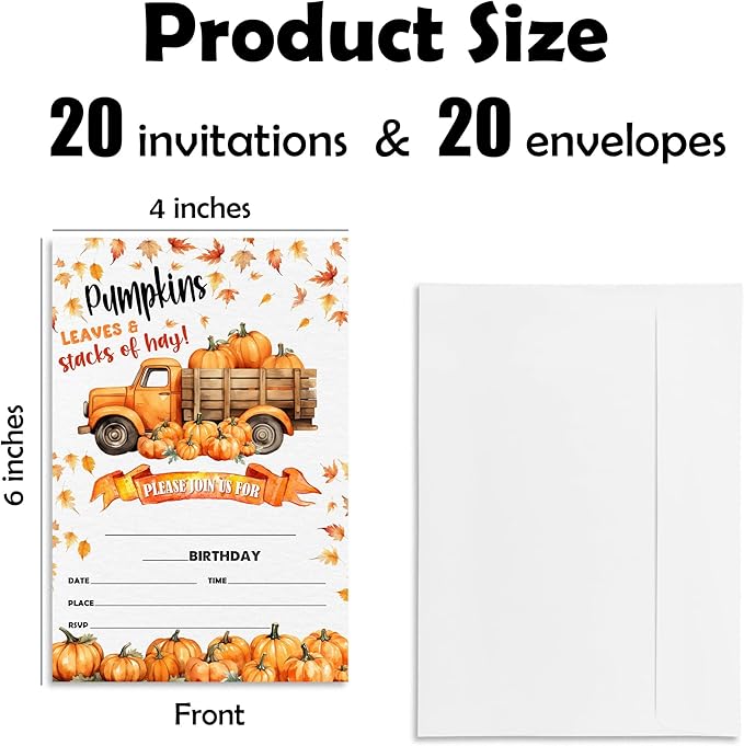 Leaves & Stacks Of Hay Birthday Party Invitation - Image 2