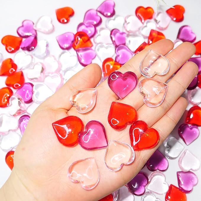 Acrylic Heart Gems for Valentine Vase Filler Decor, Table Scatter Decorations - Image 3