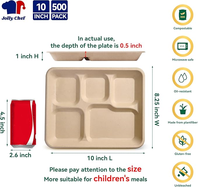 JOLLY CHEF Compostable  Compartment Paper Plates  *   Heavy - Image 2