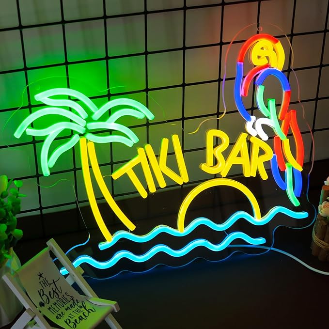 LED Neon Tiki Bar Signs Dimmable Beach Theme Wall Decor Hawaii Pool Bar Party - Image 7