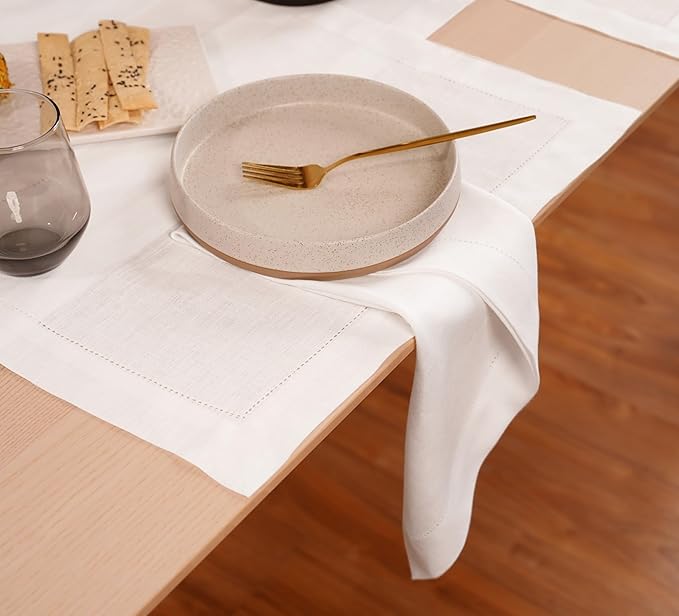 100% Pure Linen White Napkins 20 x 20 Inch - Image 2