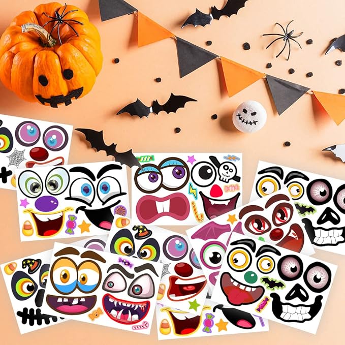48Packs Pumpkin Decorating Kit, Make Your Own Small Pumpkin face Stickers - Image 8