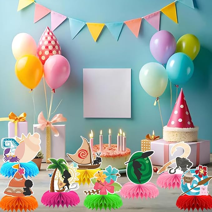8Pcs Tropical Hawaiian Birthday Party Supplies, Tropical Luau Summer Honeycomb - Image 4