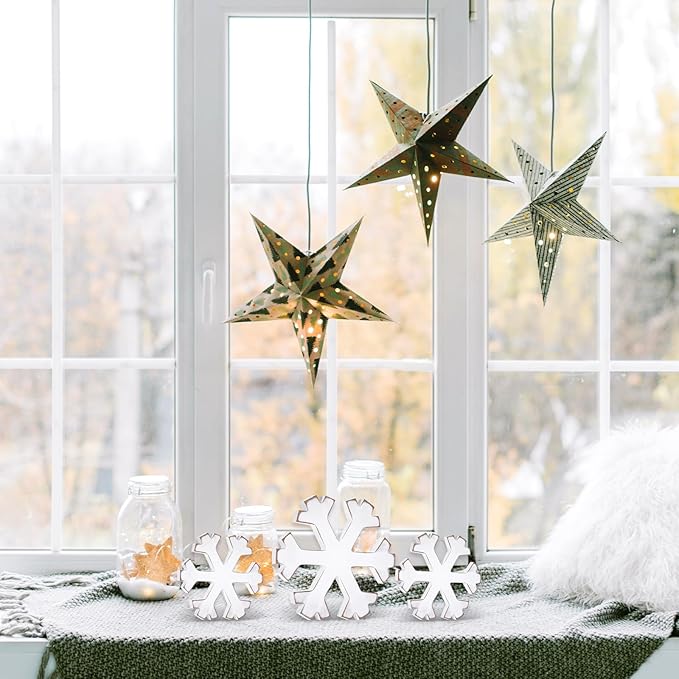 6Pcs Snowflake Decorations Christmas Decor White Winter Wooden Snowflakes - Image 6
