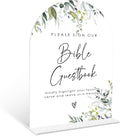 Greenery Bible Guest Book Sign, 6 x 8 Inch White Arch Acrylic Wedding Sign by Qoqxjodd