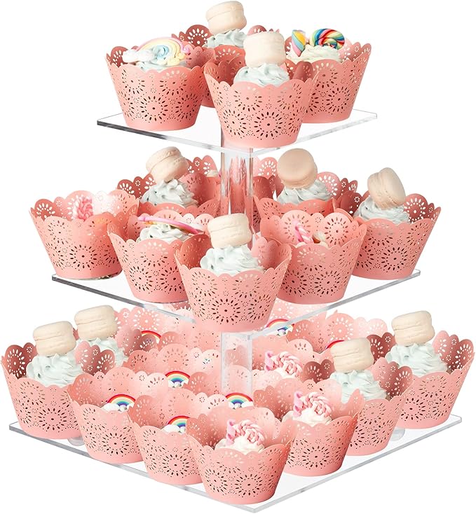 Boxalls Cupcake Stand, 3 Tier Square Acrylic Cupcake Display Stand Holder by BOXALLS