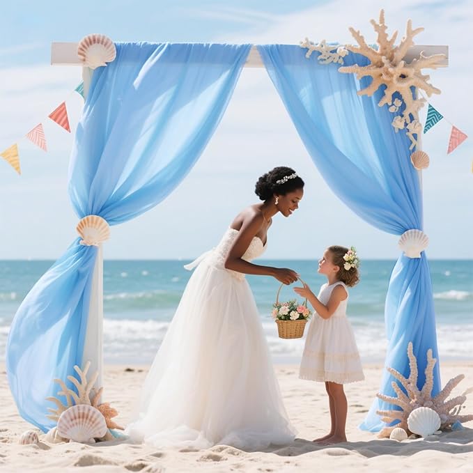 VOK Blue Wedding Arch Draping Fabric Chiffon Fabric, 29in x 18Ft Sheer Chiffon - Image 6