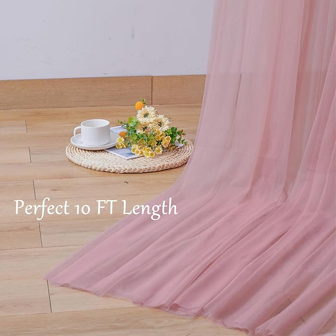 10x10 Dusty Rose Tulle Backdrop Curtains - Image 6