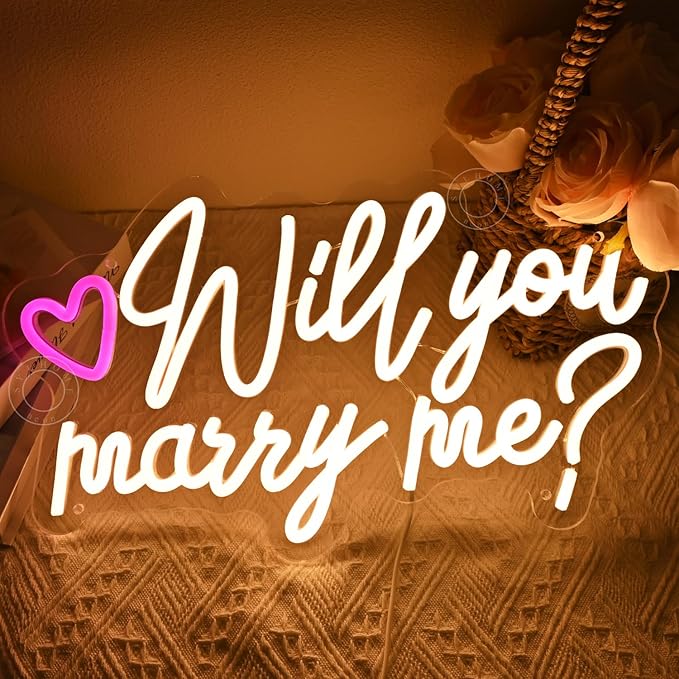 SYLHOME Will You Marry Me ? Led Neon Light Sign Heart Wedding Proposal Bedroom - Image 6