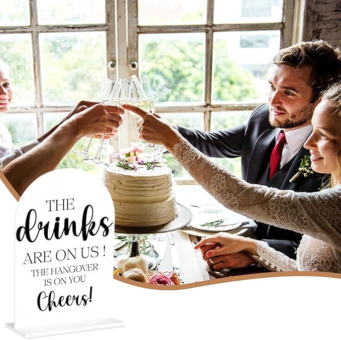 The Drinks are on Us Sign, Open Bar Signs, Wedding Engagement Bridal Shower - Image 6