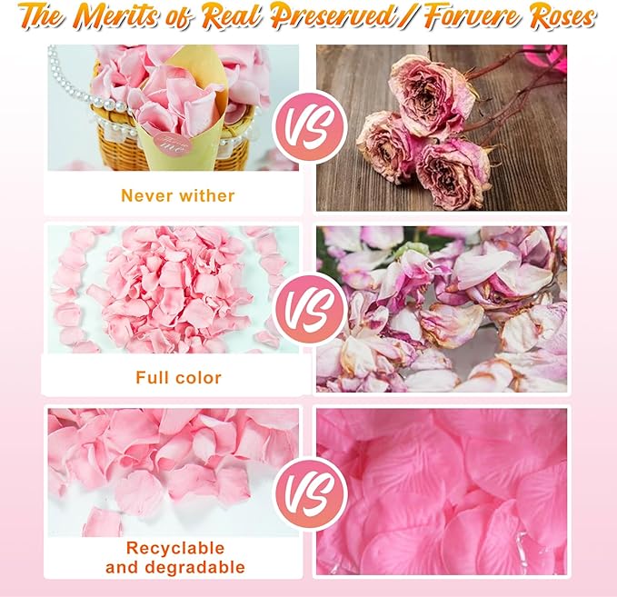 180 PCS Real Pink Dried Rose Petals Confetti - Image 4