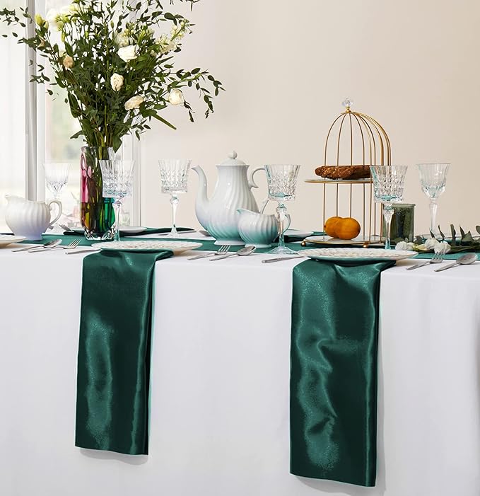 Horbaunal 16 Pack Forest Green Satin Napkins 17 x 17 Inch, Square Soft Table - Image 5