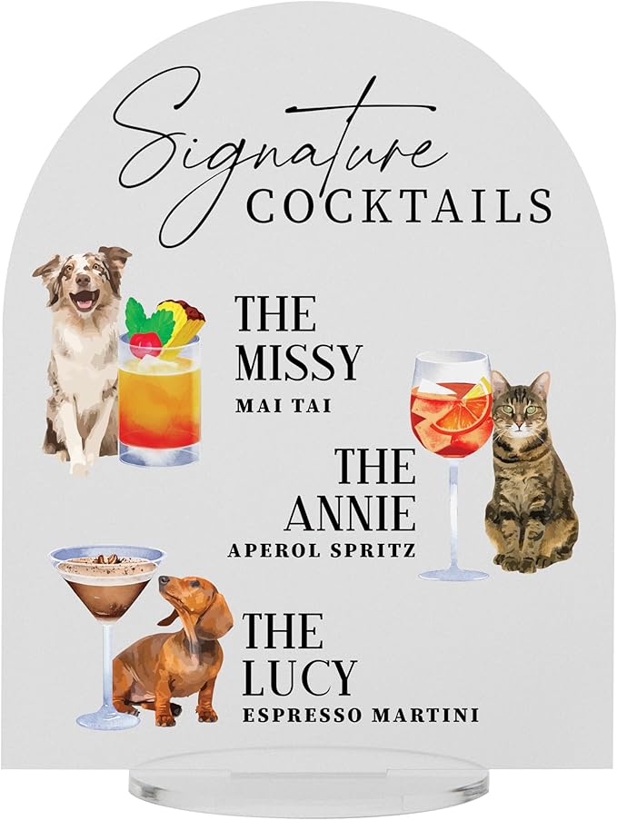 Pet Signature Drink Wedding Signs by Elation+Factory+Co.