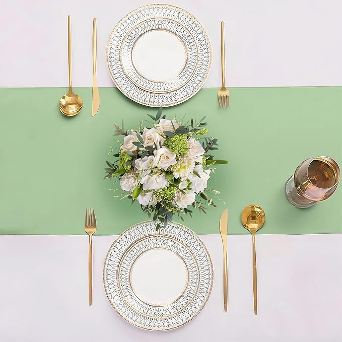 20 Pack Sage Green Satin Table Runner 12x108 Inches Long, Bright Silky Smooth - Image 4