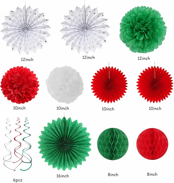 Red-Green White Christmas Party-Decorations - Image 2