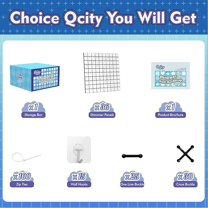 Qcity Matte White Sequin Wall Backdrop 36PCS, Square Sequin Glitter Backdrop - Image 2