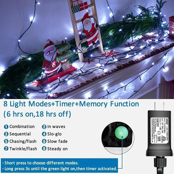 YEGUO 66ft 200 LED Christmas Lights Outdoor Waterproof - Image 2