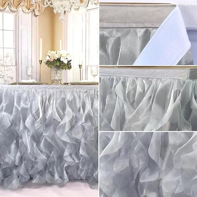 Luxury Organza Mesh Table Skirt Draping Floating Romance - Image 3