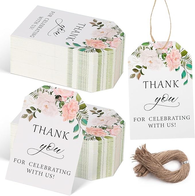 SallyFashion 75PCS Thank You Gift Tags, 2x3inch Floral Personalized Gift Tags by sallyfashion