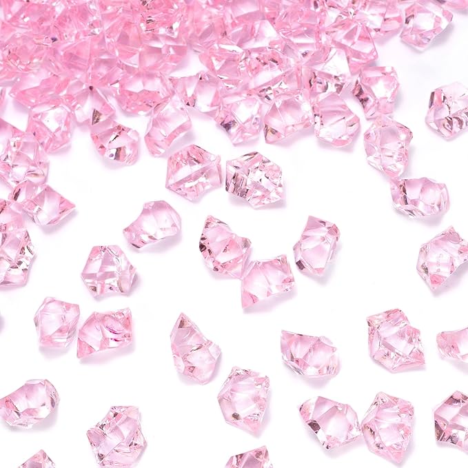 DOMESTAR Pink Fake Ice, Plastic Crystals Gems, Vase Fillers DIY Craft Makeup by DOMESTAR