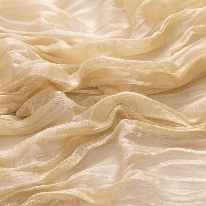 MLMW 4 Pack Champagne Gold Table Runner Cheesecloth Boho Gauze Rustic Cheese - Image 2
