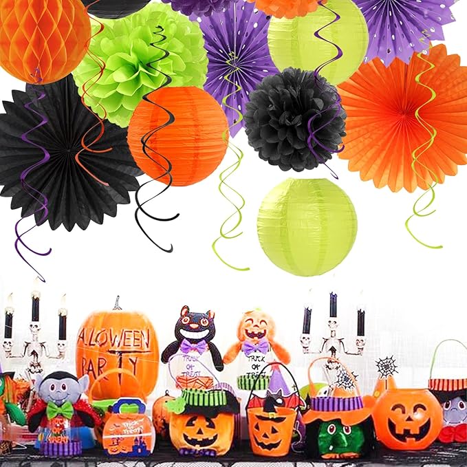 Black-Green Orange-Purple Halloween Birthday Party-Decorations - Image 4