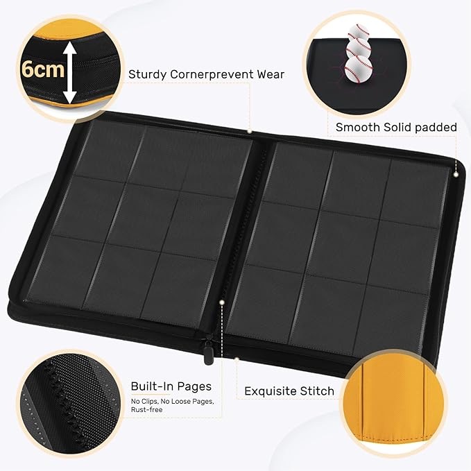 9 Pocket Card Binder, 540 Premium Zip Trading Card Binder, Double-sided Side - Image 4