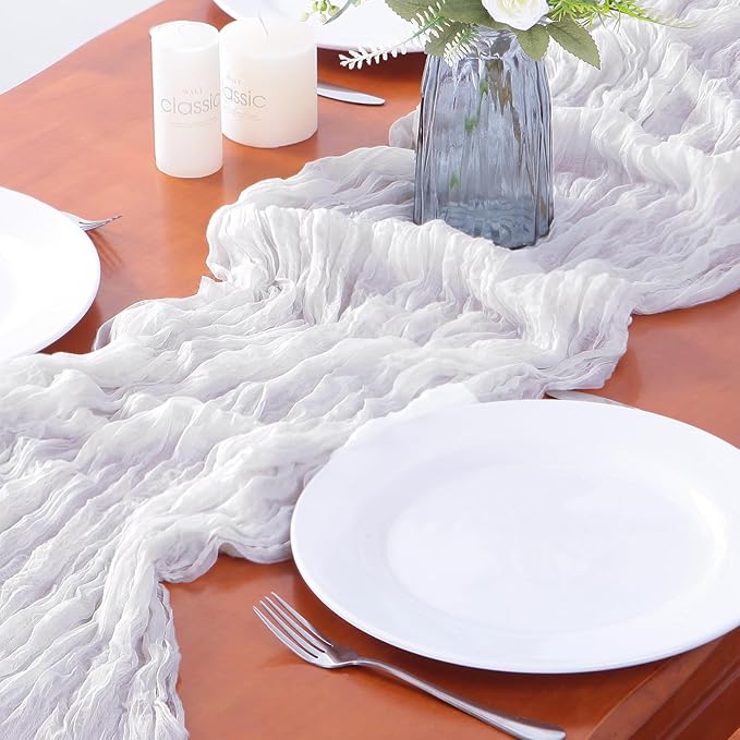 16PCS White Cheesecloth Table Runner 10FT 35x120Inch Boho Gauze Cloth Long - Image 5