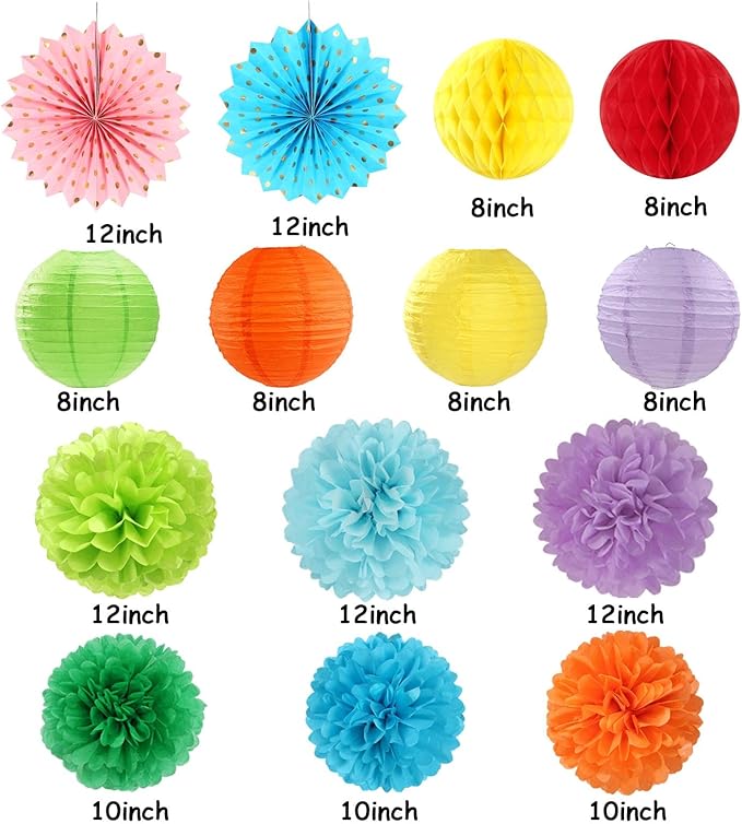 Rainbow Red-Orange Green-Blue Purple Party-Decorations - Image 2
