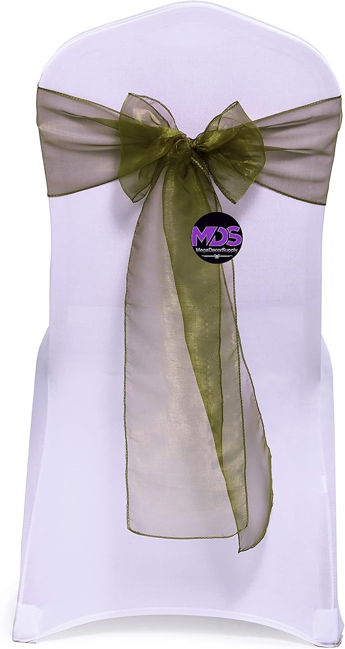 MDS Pack of 100 PCS Organza Chair Sashes Wider Dining Chair Bows Ribbon Tie Back by MDS