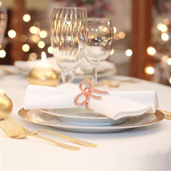 Pack of 12 Napkin Rings Alloy Hollow Out Flower Napkin Holder Dinning Table - Image 3