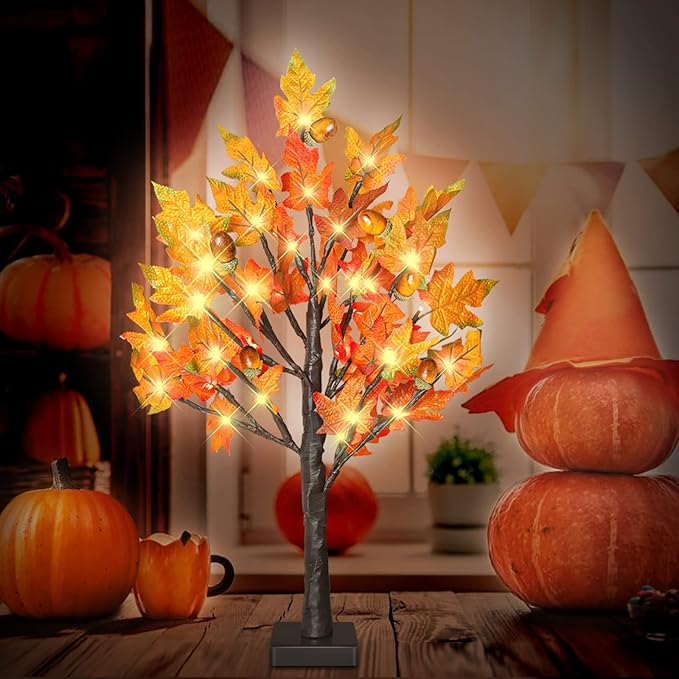 24 Inch Fall Lighted Maple Tree, 2FT Fall Tree - Image 7