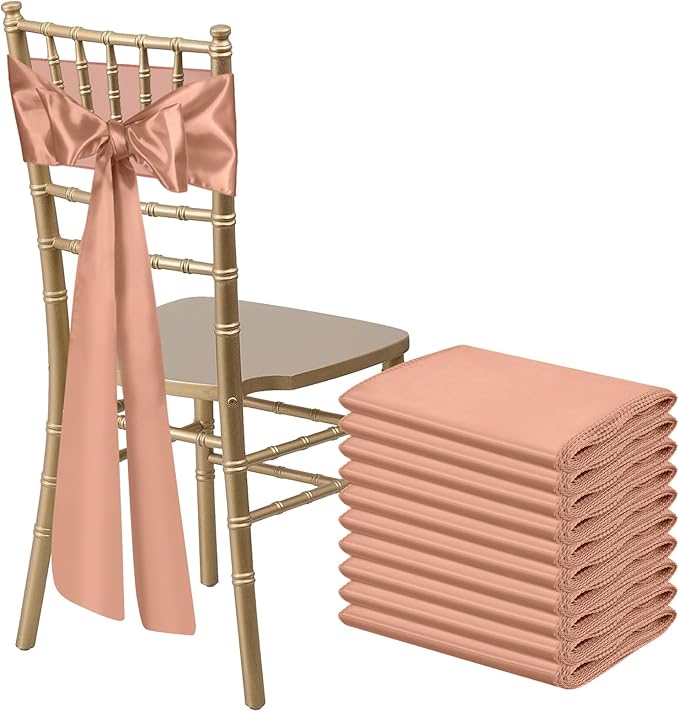 10 PCS Rose Gold Satin Chair Sashes Bows Universal Chair Ribbon Ties Back Sash by LooksForwardtoSeeingYou