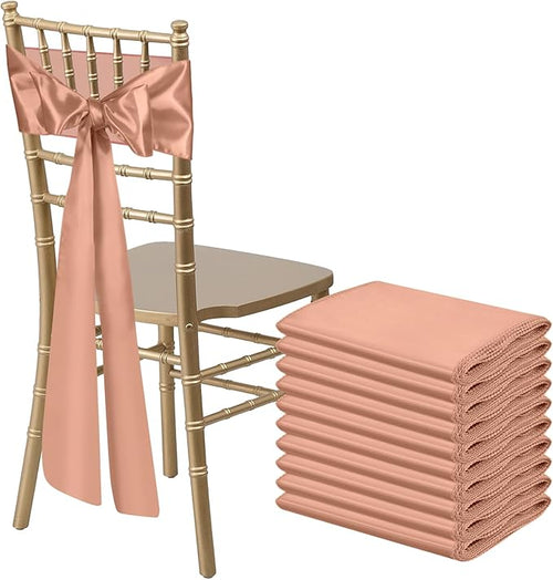 10 PCS Rose Gold Satin Chair Sashes Bows Universal Chair Ribbon Ties Back Sash by LooksForwardtoSeeingYou