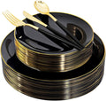 150pcs Black Plastic Plates, Premiun Taleware, Anniversary by supernal