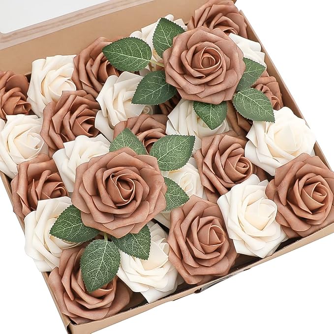 Floroom Artificial Flowers 25pcs Real Looking Gold Sparrow & Cream Foam Fake by Floroom