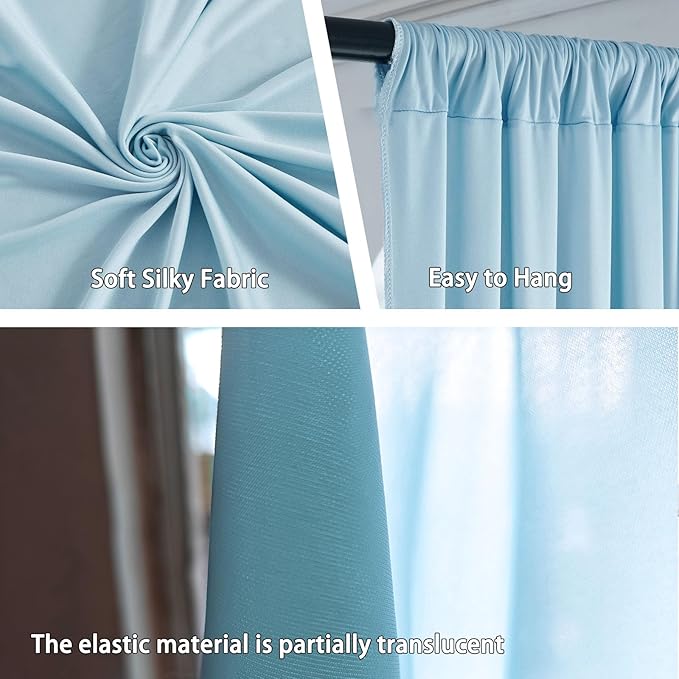 10 x 7 Feet Light Blue Backdrop Curtain - Image 3