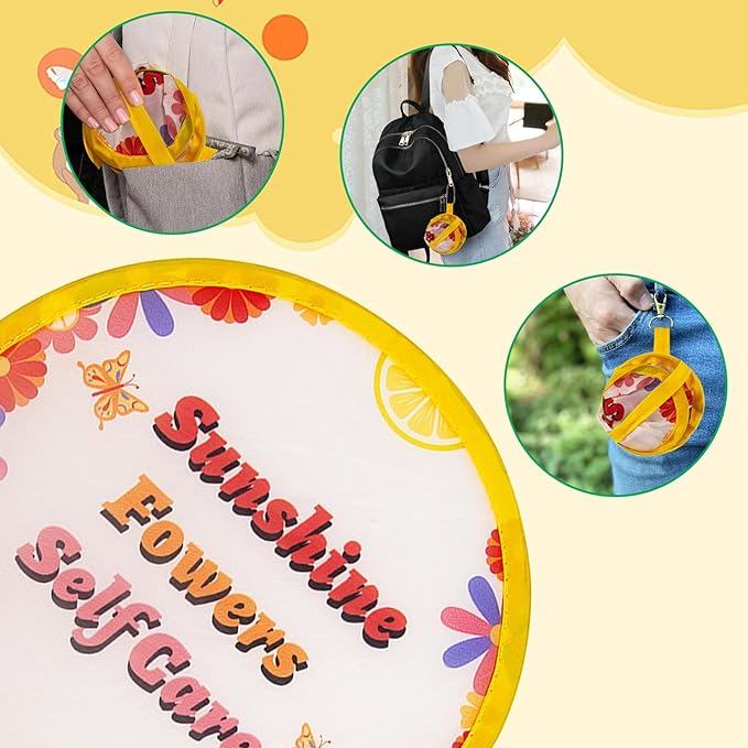 4 Styles Summer Beach Round Foldable Hand Fan Japanese Foldable Fan Style - Image 6