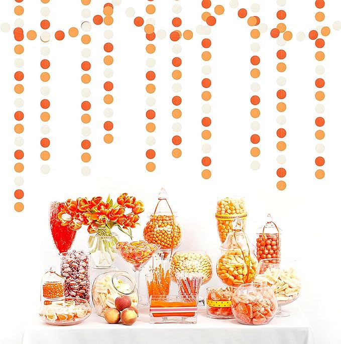 Orange White Fall Party-Decorations Garland-Streamers - 52ft Groovy Boho - Image 4