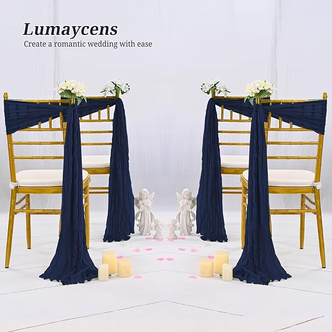 50 PCS Cheesecloth Chair Sashes Bows Wedding Aisle Decorations Chair Ribbon - Image 6