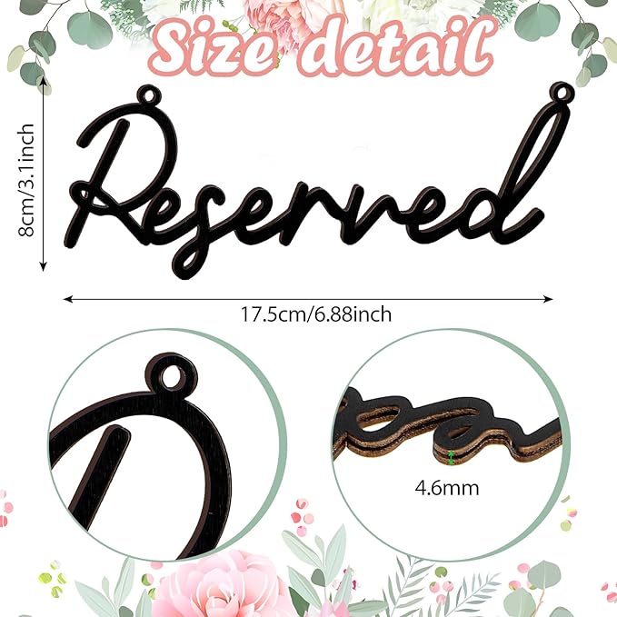 12 Pcs Reserved Seating Signs for Wedding Chairs Hanging Wooden Rustic Reserved - Image 2