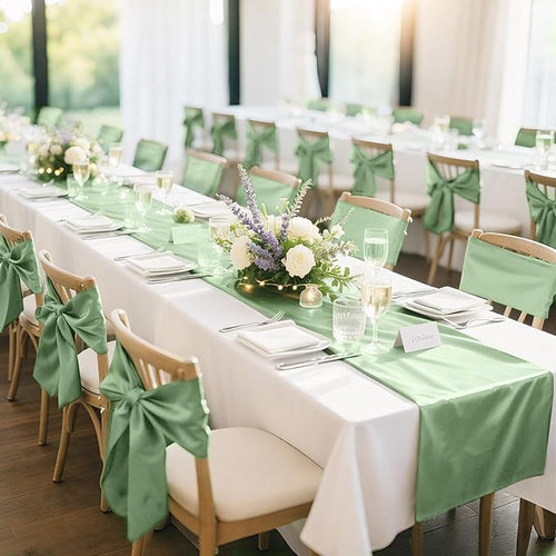 10 Pack Sage Green Satin Table Runner 12x108 Inches Long, Bright Silky Smooth - Image 2