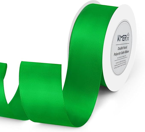 1-1/2 inch Double Faced Polyester Emerald Green Satin Ribbon by KMERLIFE