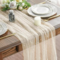 Artoid Mode Pearl Beige Gauze Table Runner 120 Inch 10FT, Seasonal Sheer Dining by ArtoidMode